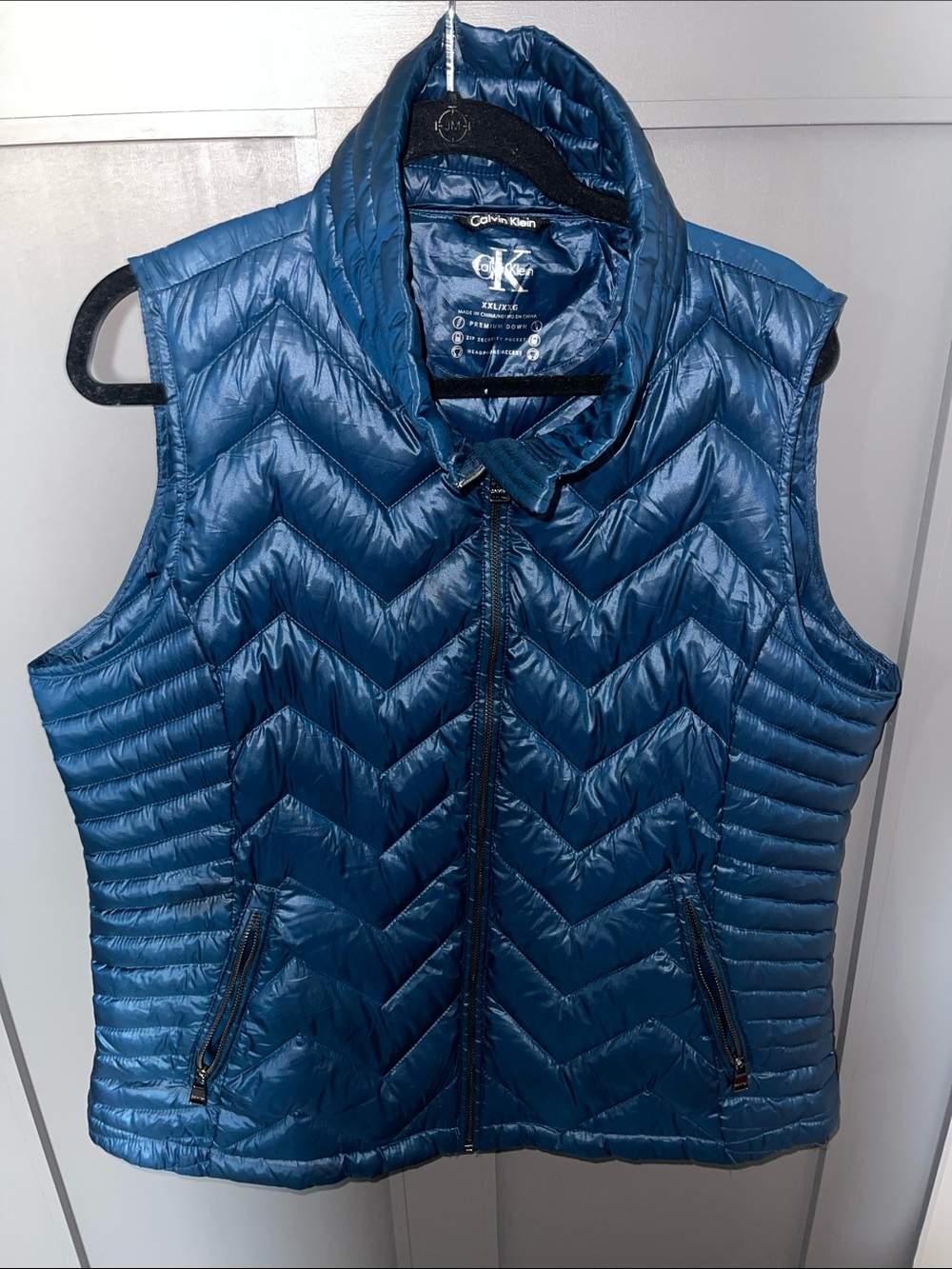 Calvin Klein Teal Chevron Quilted Puffer Vest